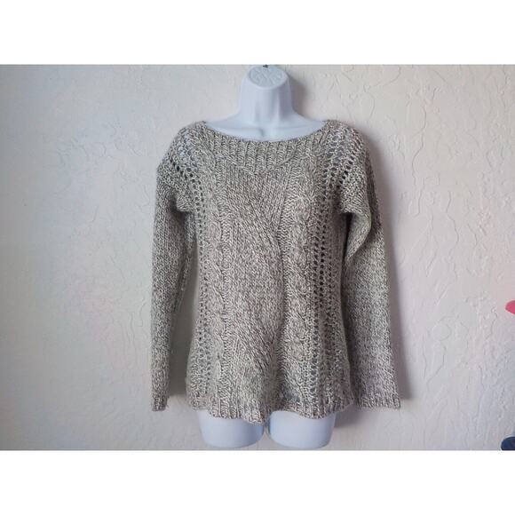 Berretti Italy Beige Marled Sweater Women Small Cable Knit Wool Alpaca Acrylic - Picture 3 of 11